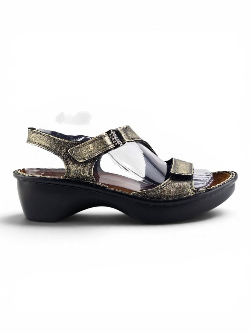 NAOT Women's Metallic Antique Gold Leather Orthotic Support Strappy Sandals 38